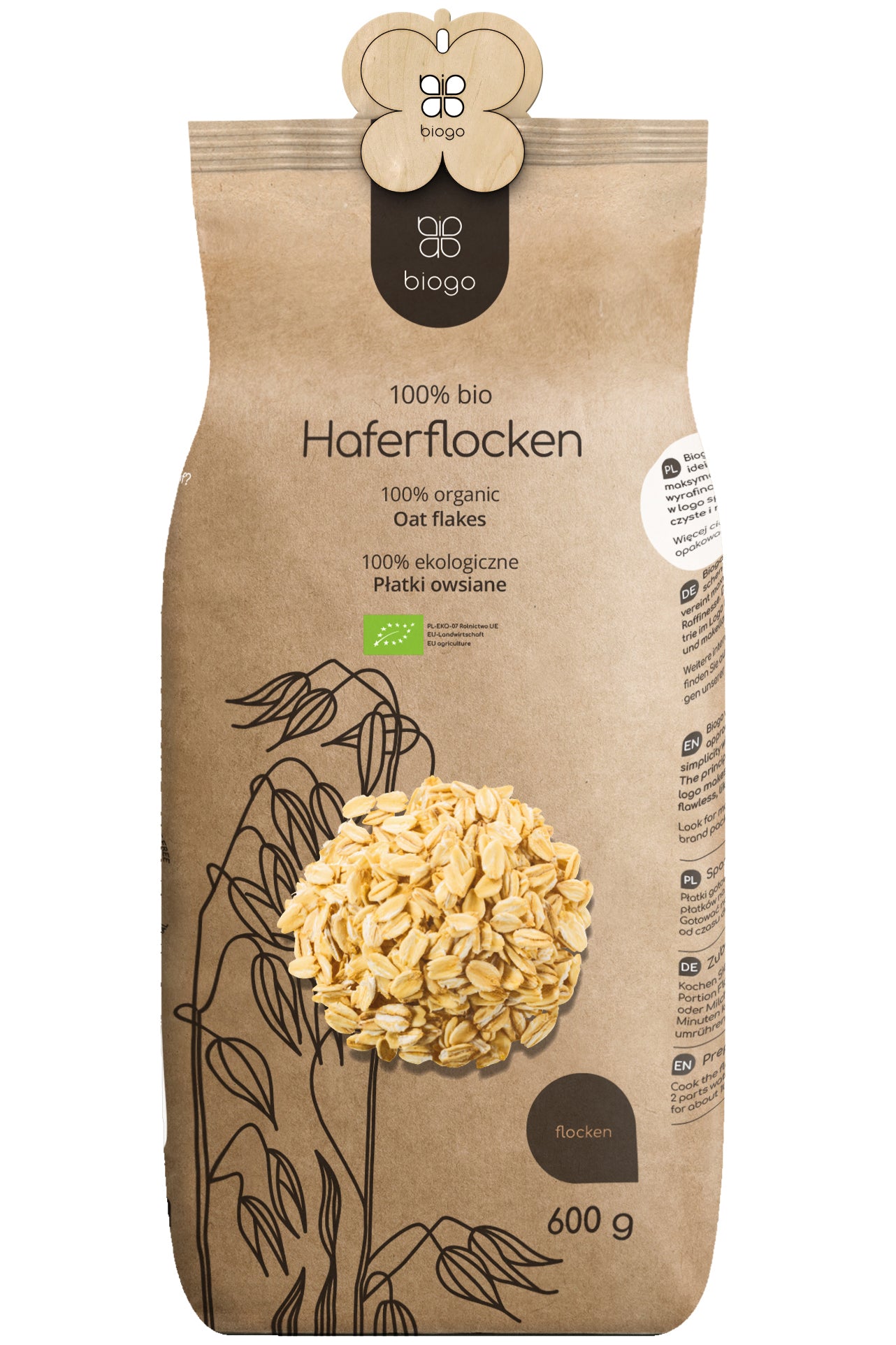 Haferflocken bio 600 g BIOGO - Biolaboratorium