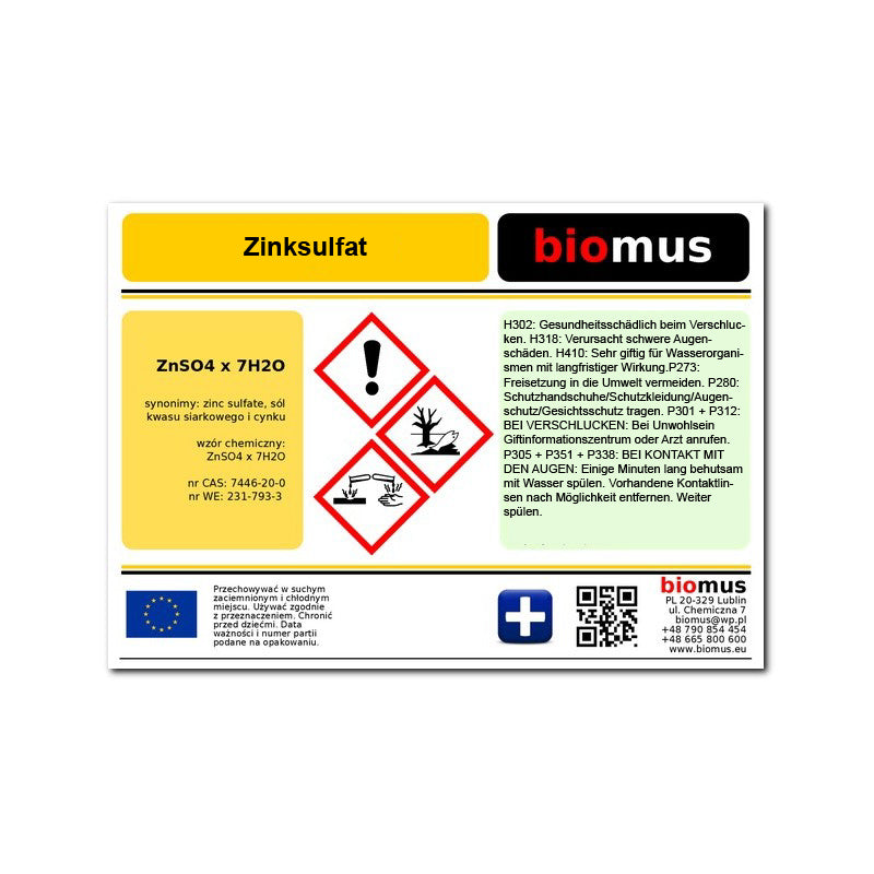 Zinksulfat 25kg BIOMUS - Biolaboratorium
