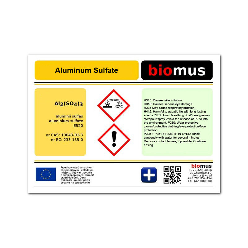 Aluminiumsulfat 25kg BIOMUS - Biolaboratorium