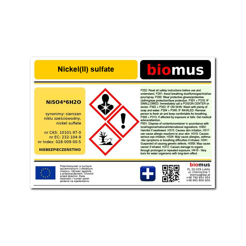 Nickelsulfat 25kg BIOMUS - Biolaboratorium