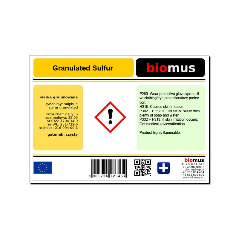 Granulierter Schwefel 25kg BIOMUS - Biolaboratorium