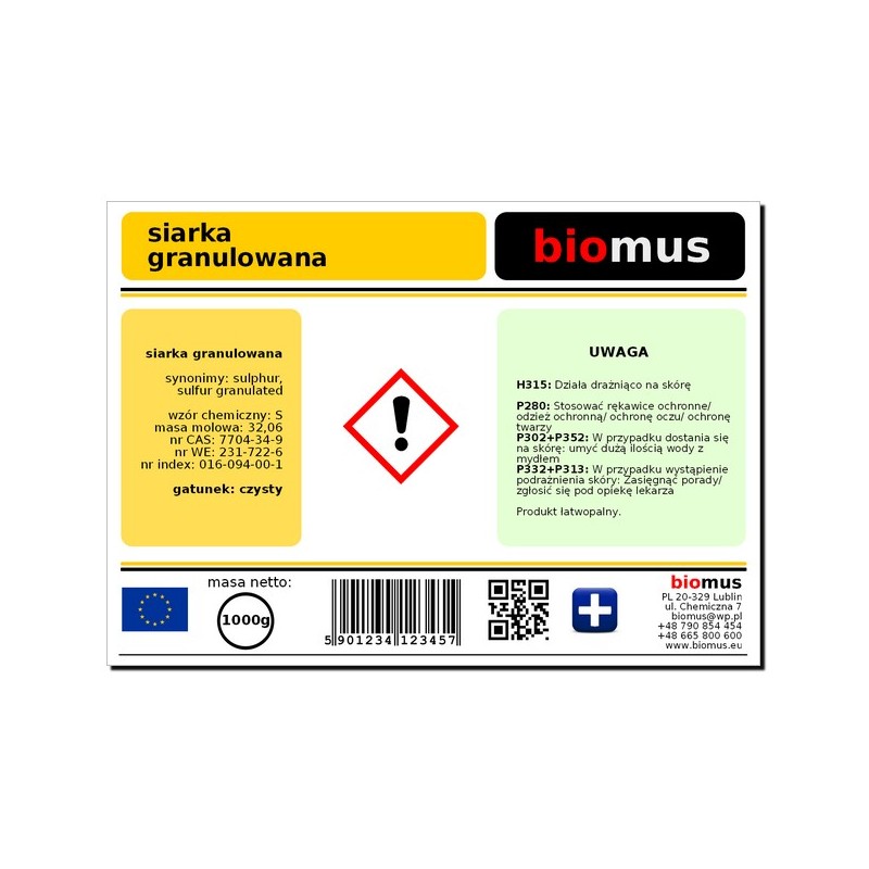 Granulierter Schwefel 1kg BIOMUS - Biolaboratorium