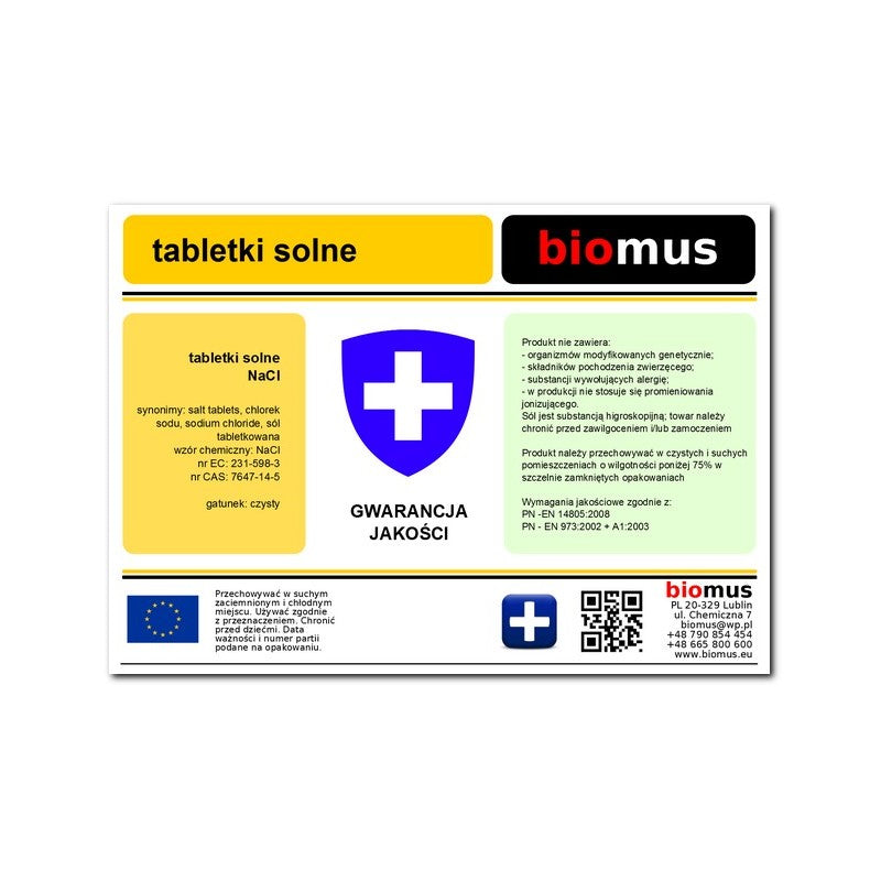 Salz Tabletten. Pasteurisiertes Salz 5kg BIOMUS - Biolaboratorium