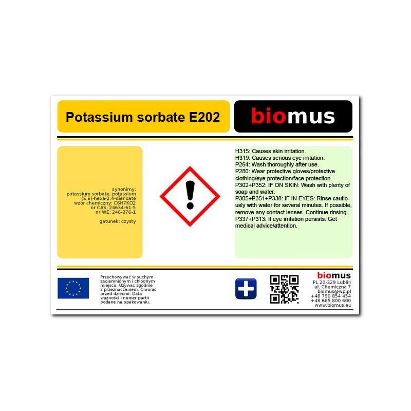 Kaliumsorbat E202 25kg BIOMUS - Biolaboratorium