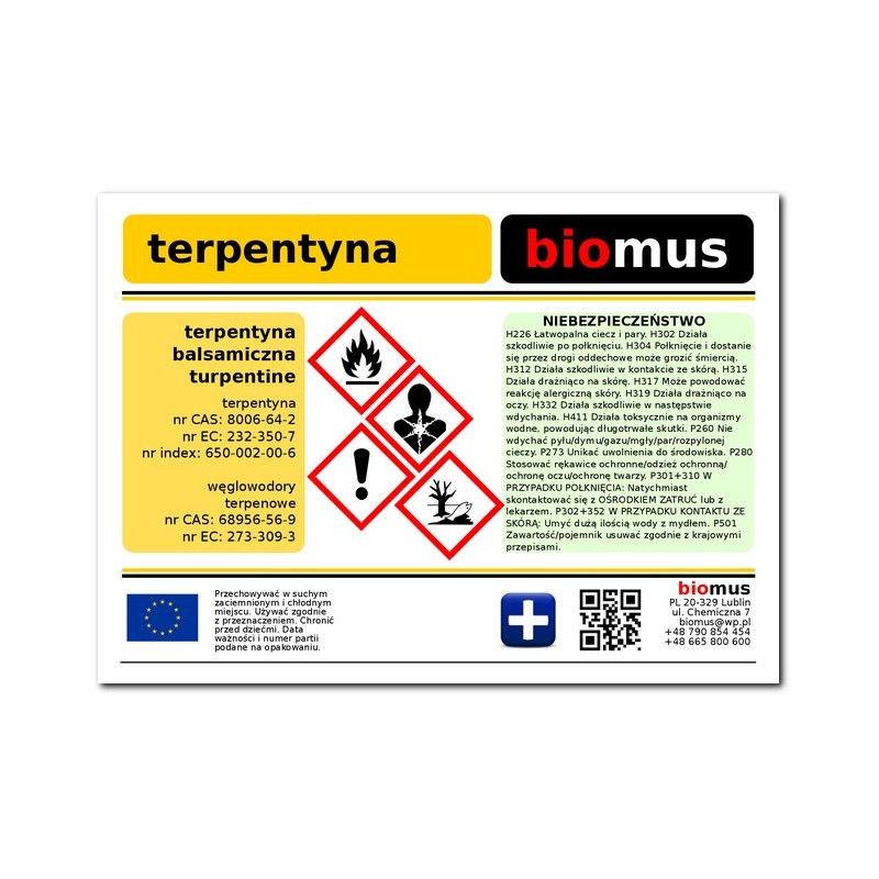 Terpentin 1L BIOMUS - Biolaboratorium
