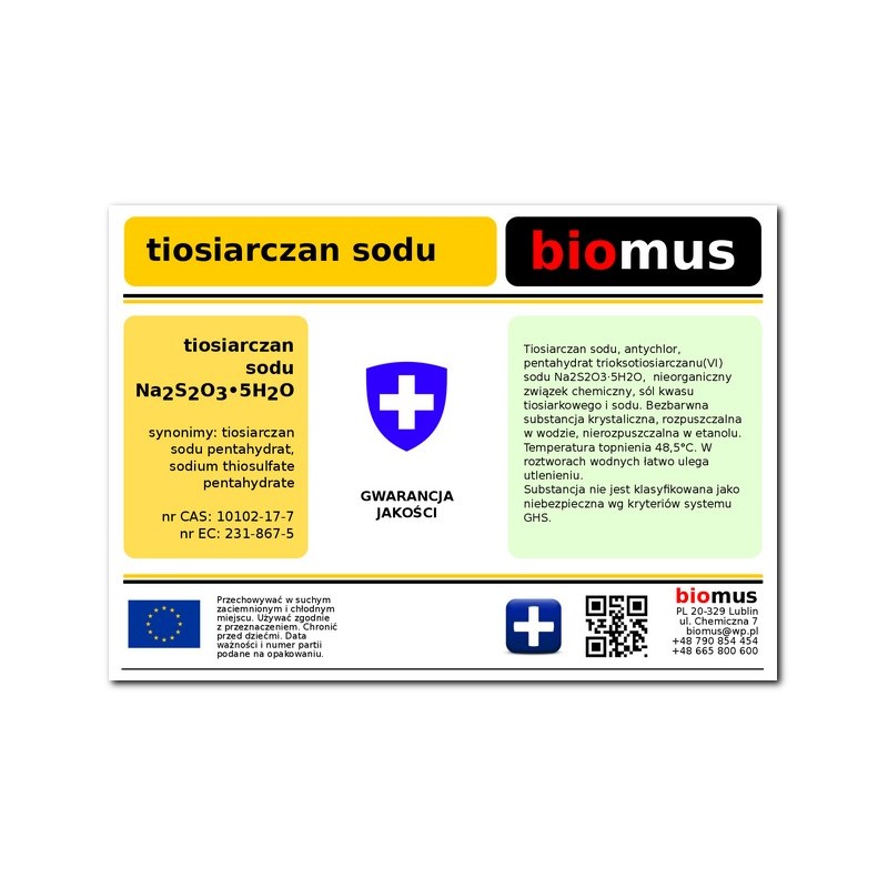 Natriumthiosulfat 1kg BIOMUS - Biolaboratorium