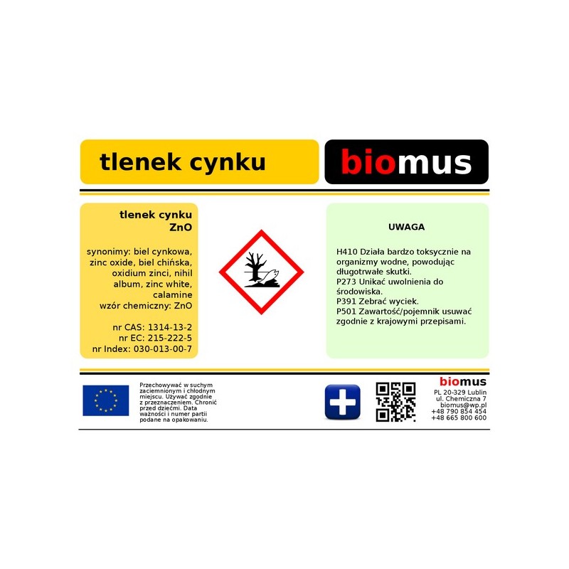Zinkoxid ZnO Zinkweiß 100g BIOMUS - Biolaboratorium