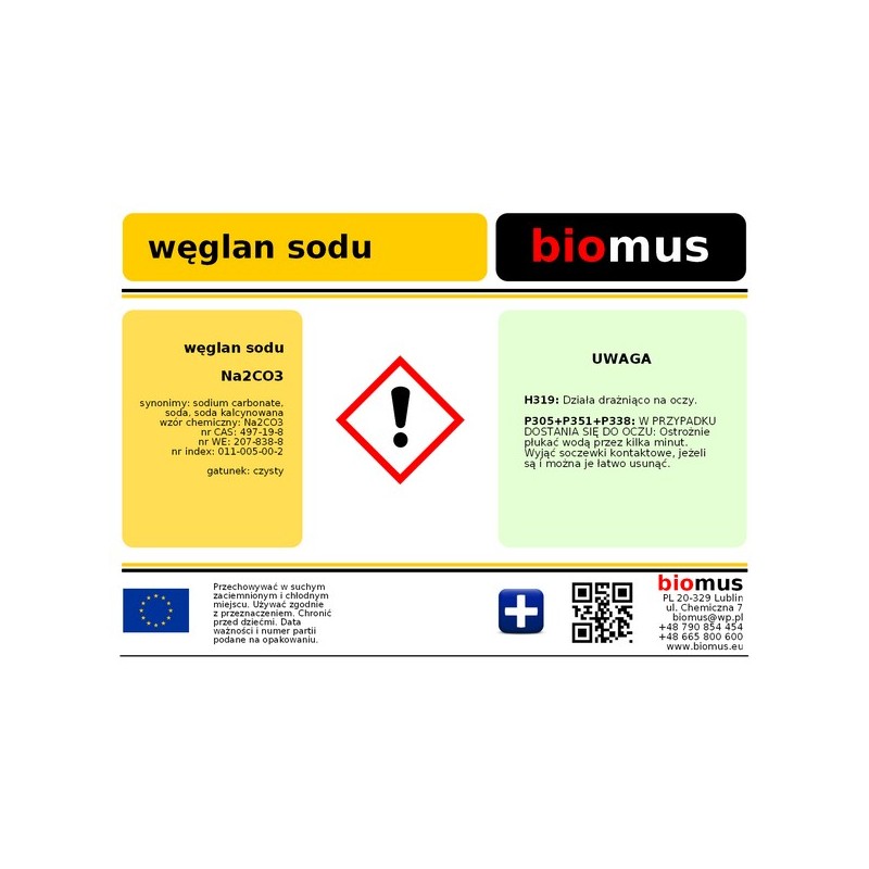 Natriumcarbonat. Soda 3kg BIOMUS - Biolaboratorium
