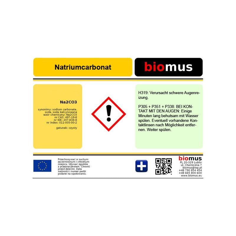 Natriumcarbonat. Soda 25kg BIOMUS - Biolaboratorium