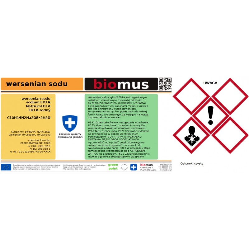 EDTA-Salz Natriumedetat 1000g BIOMUS - Biolaboratorium