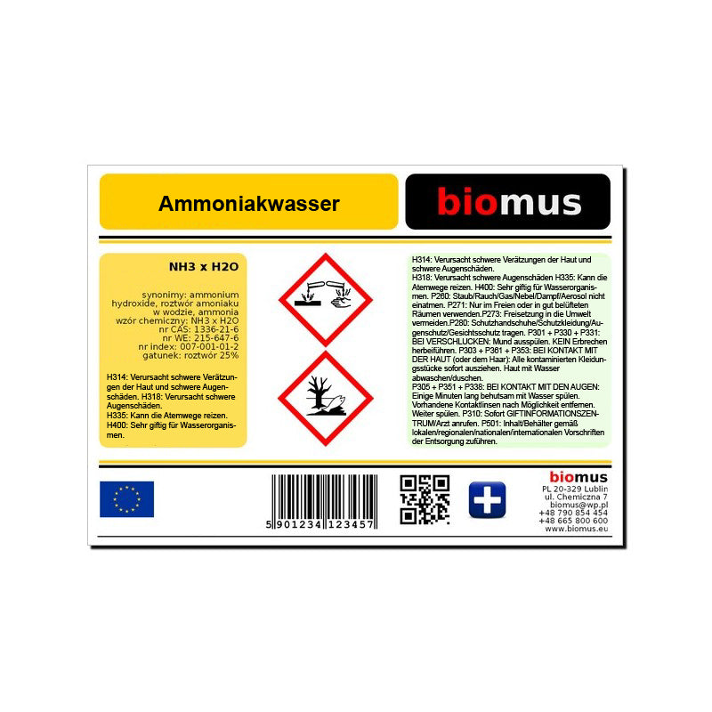 Ammoniakwasser r - r 25% 5000ml BIOMUS - Biolaboratorium