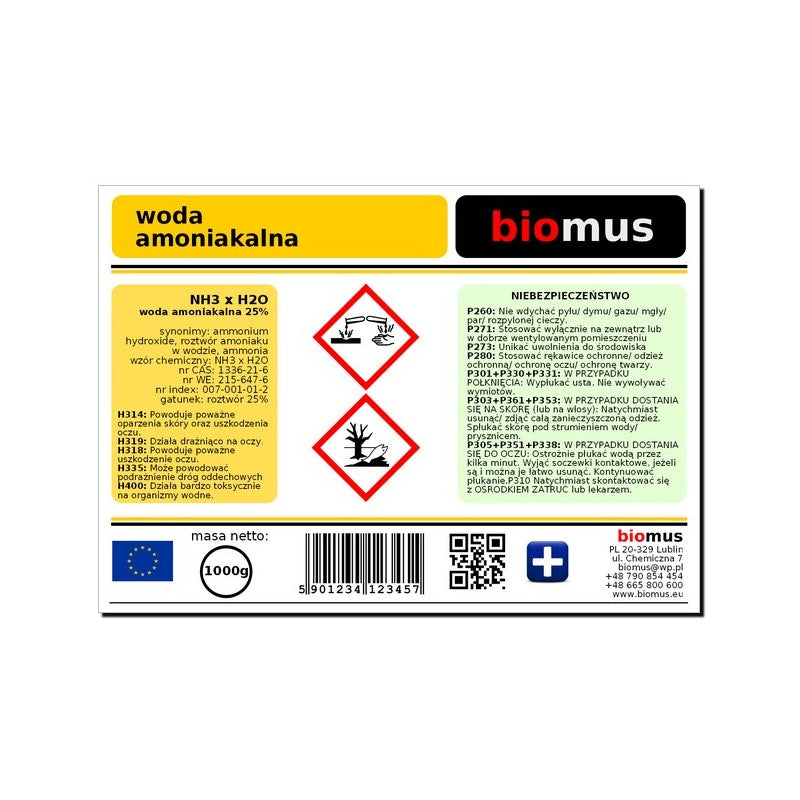 Ammoniakwasser r - r 25% 5000ml BIOMUS - Biolaboratorium