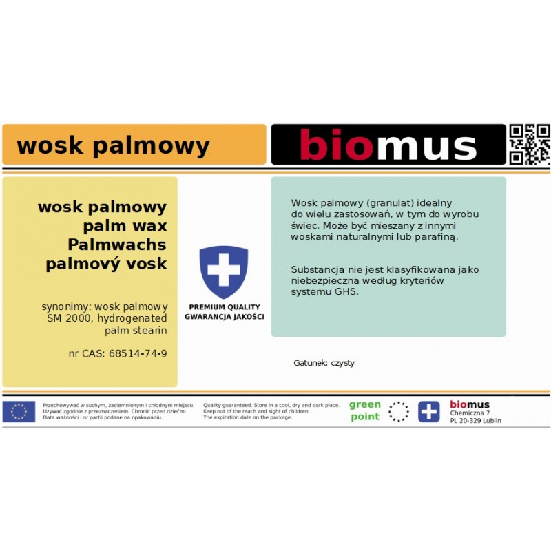 Palmwachs 3Kg BIOMUS - Biolaboratorium