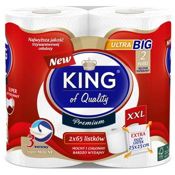 Papierhandtuch 2 Rollen 3-lagig King von Quality