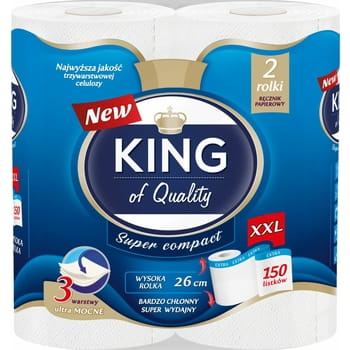 Superkompaktes Papierhandtuch 2 Rollen 3-lagig King von Quality