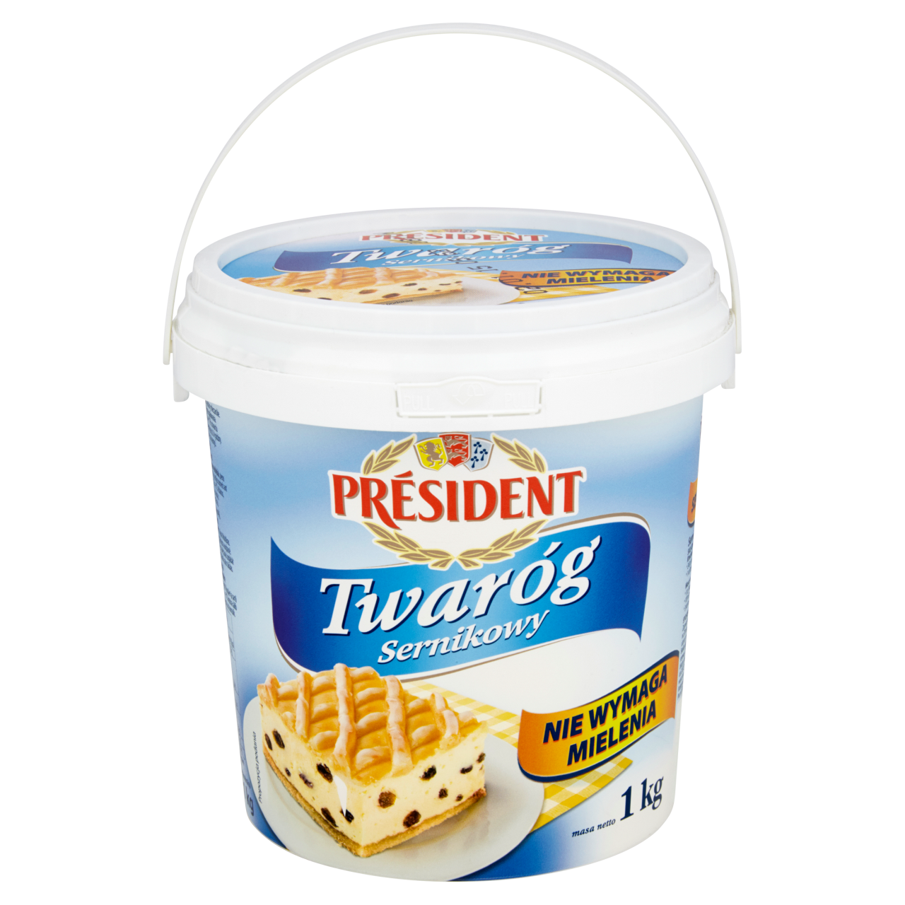 Käsekuchenquark in einem Eimer Präsident 1 kg