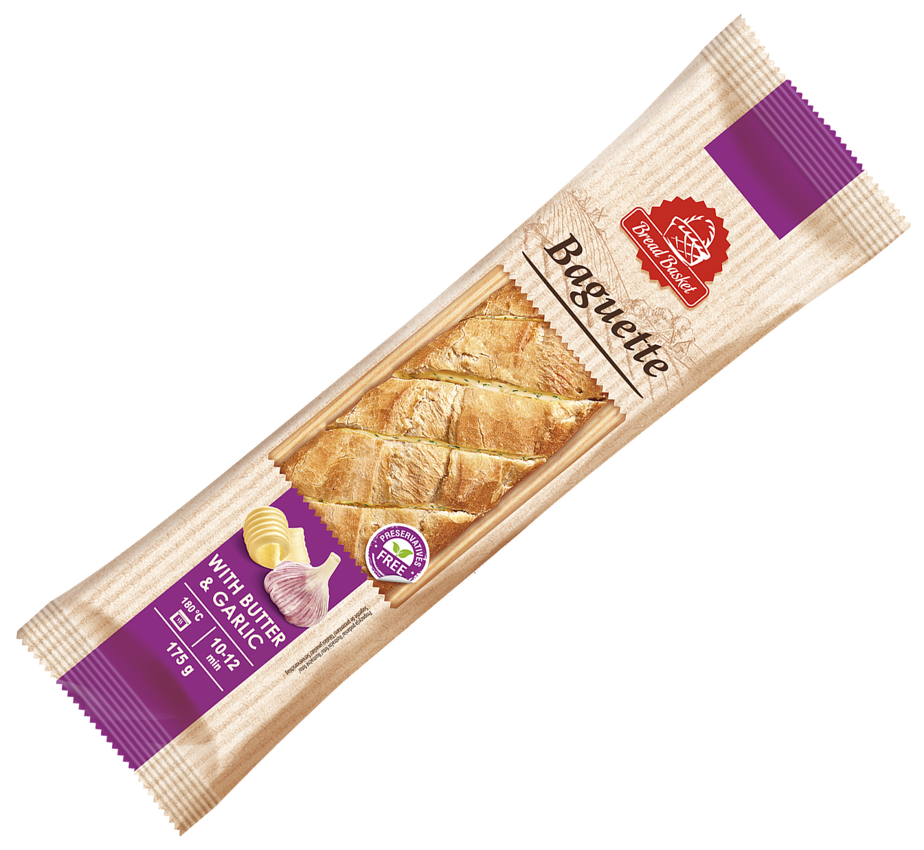 Baguette mit Butter und Knoblauch Brotkorb 175g