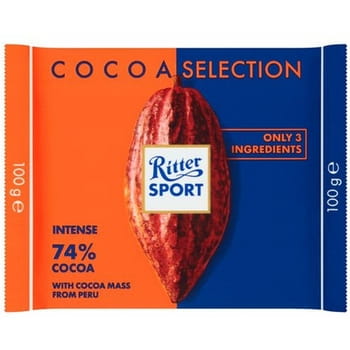 Dunkle Schokolade mit Kakao 74% Peru Ritter Sport 100g