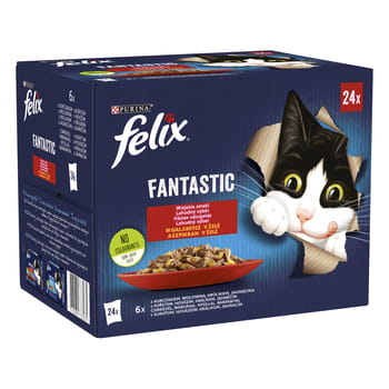 Felix Fantastic Katzenfutter (Huhn, Rind, Kaninchen, Lamm) 2,04 kg (24 x 85 g)
