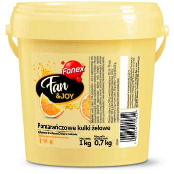 Orangefarbene Fan&Joy Fanex-Gelkugeln 1 kg/0,7 kg