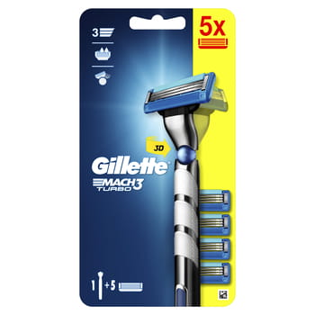 Gillette Mach3 Turbo Herrenrasierer + 5 Ersatzklingen