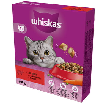 Trockenfutter für Katzen Whiskas 1+ Rind 800g