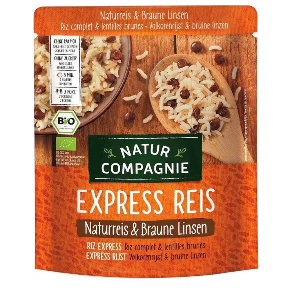Express-Vollkorn-Parboiled-Reis mit braunen Linsen BIO 250 g - NATUR COMPAGNIE