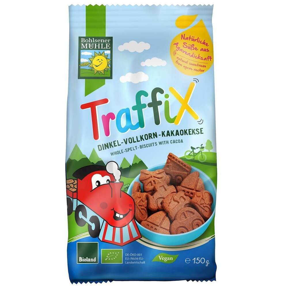 Kakao-Dinkel-Kekse für Kinder, BIO-Träger 150 g - BOHLSENER MÜHLE