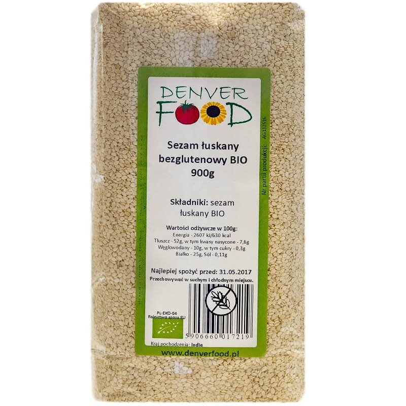 Geschälter Sesam glutenfrei BIO 900g DENVER FOOD