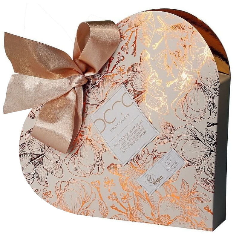 Schokoladenherz gefüllt mit dunklen Schokoladenmandeln mit Kokoswasser BIO 400 g - OCTO