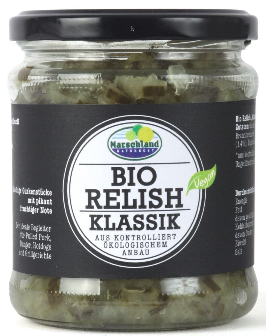 Relish-Salat mit Gurken, Paprika und Zwiebeln BIO 325 g - MARSCHLAND NATURKOST