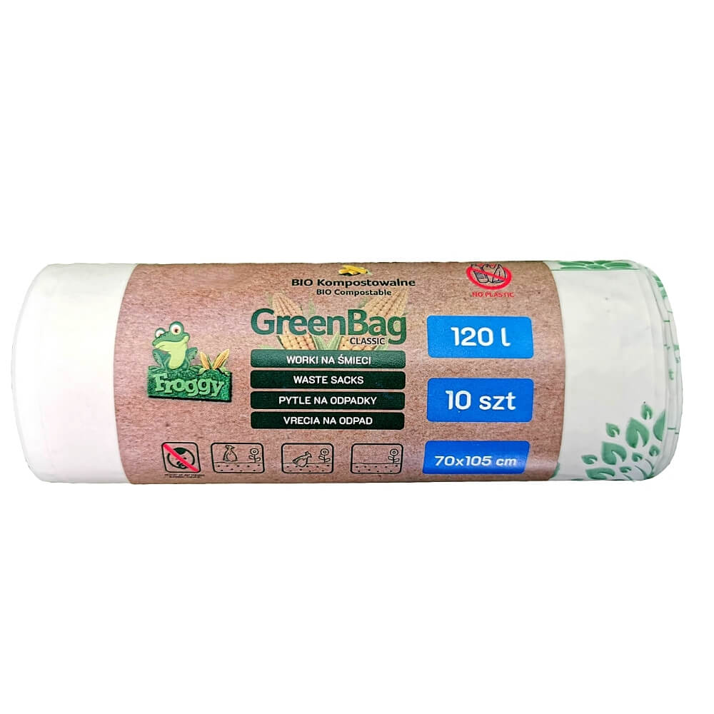 BIO- und Mischabfallsäcke (kompostierbar) 120 L 10 Stück - FROGGY