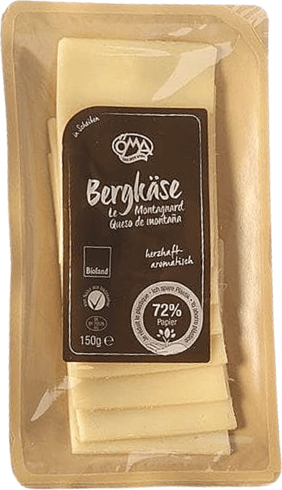 Geräucherter Bergkäse (Berg) BIO Scheiben (45% Fett in der Trockenmasse) 150 g - OMA