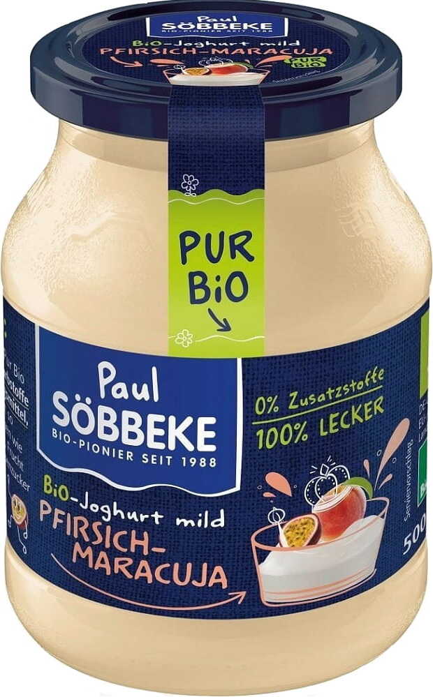 Cremiger Joghurt Pfirsich - Maracuja (38% Fett in Milch) BIO 500 g ...