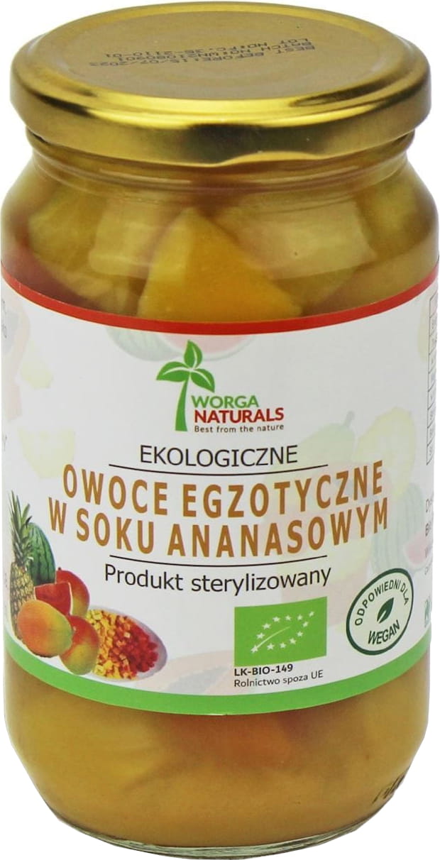 Exotische Früchte in Ananassaft BIO 350 g (200 g) (Glas) - WORGA NATURALS