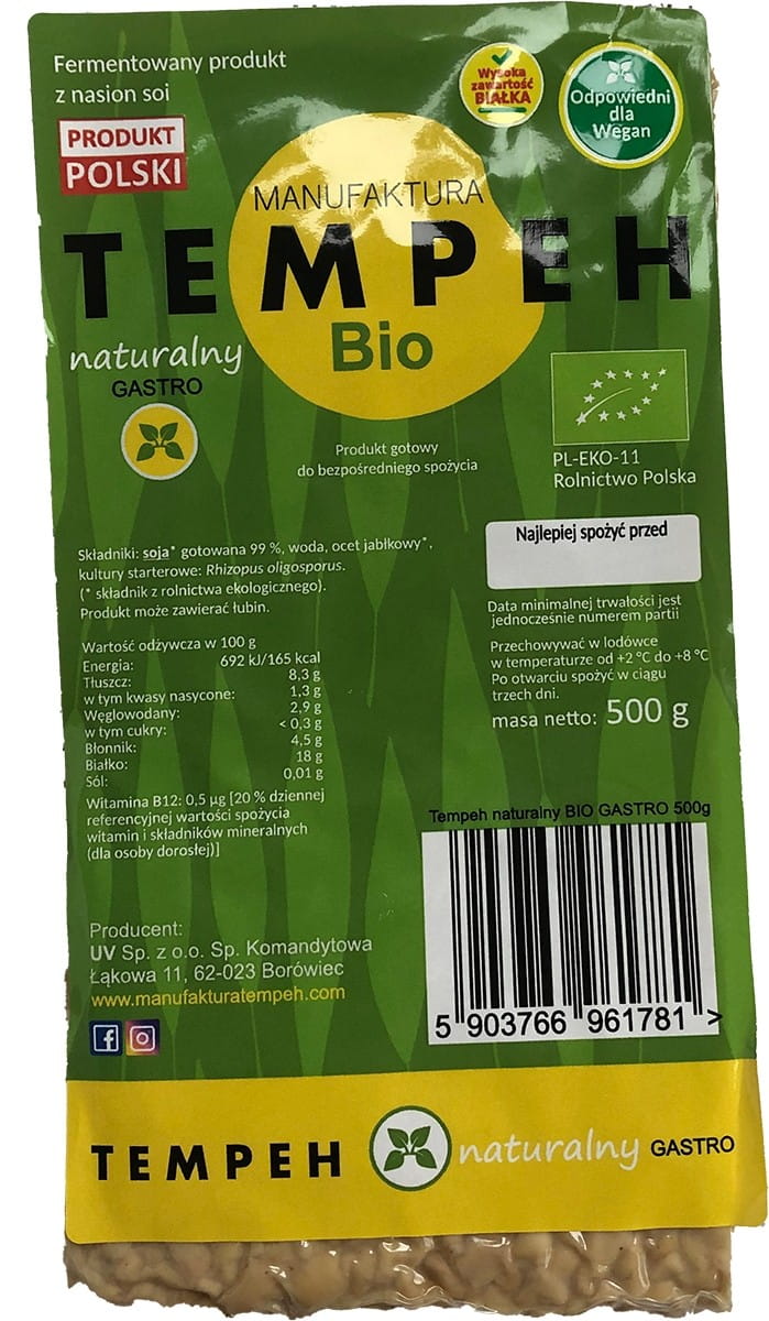 Natürliches Tempeh BIO 500 g - HERSTELLUNG TEMPEH
