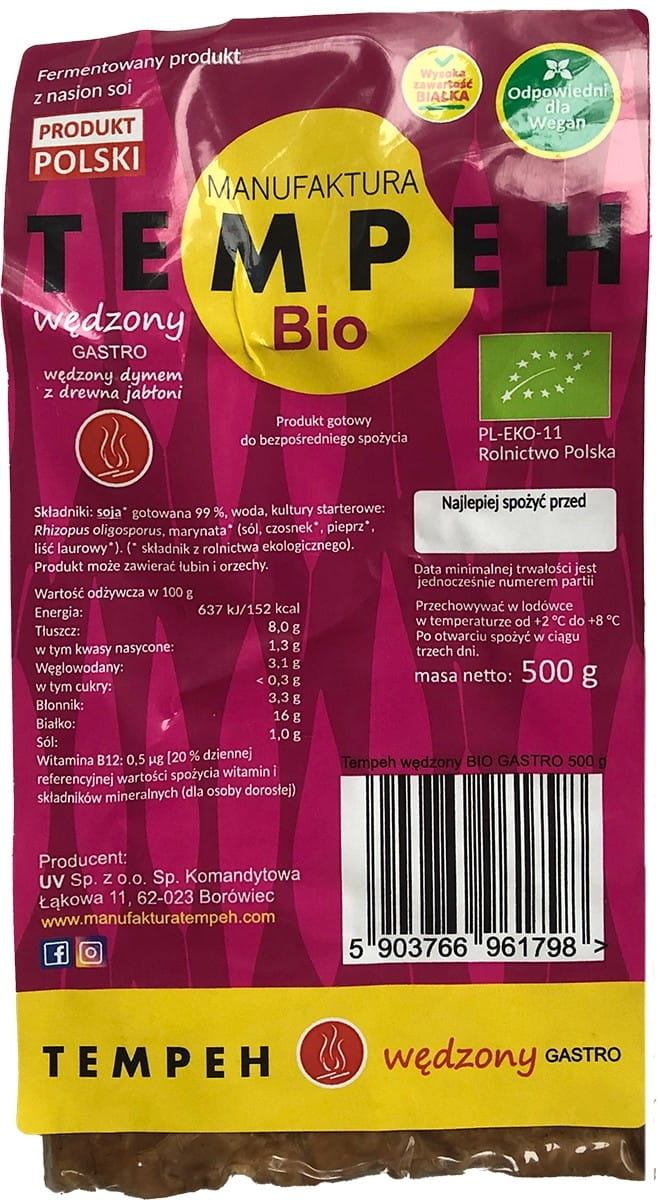 Geräuchertes Tempeh BIO 500 g - MANUFAKTURA TEMPEH