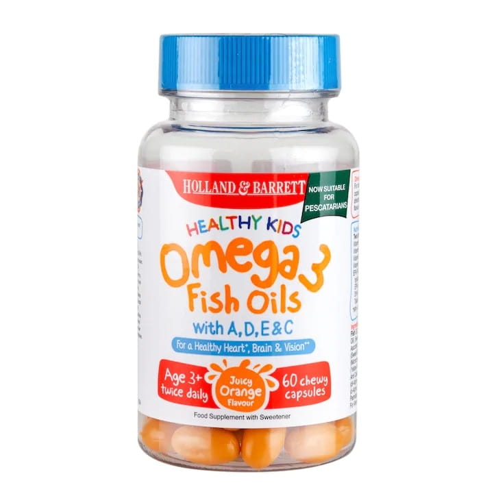 Gesunde Kinder OMEGA 3 Fischöl mit DE & C 60 Kapseln HOLLAND & BARRETT