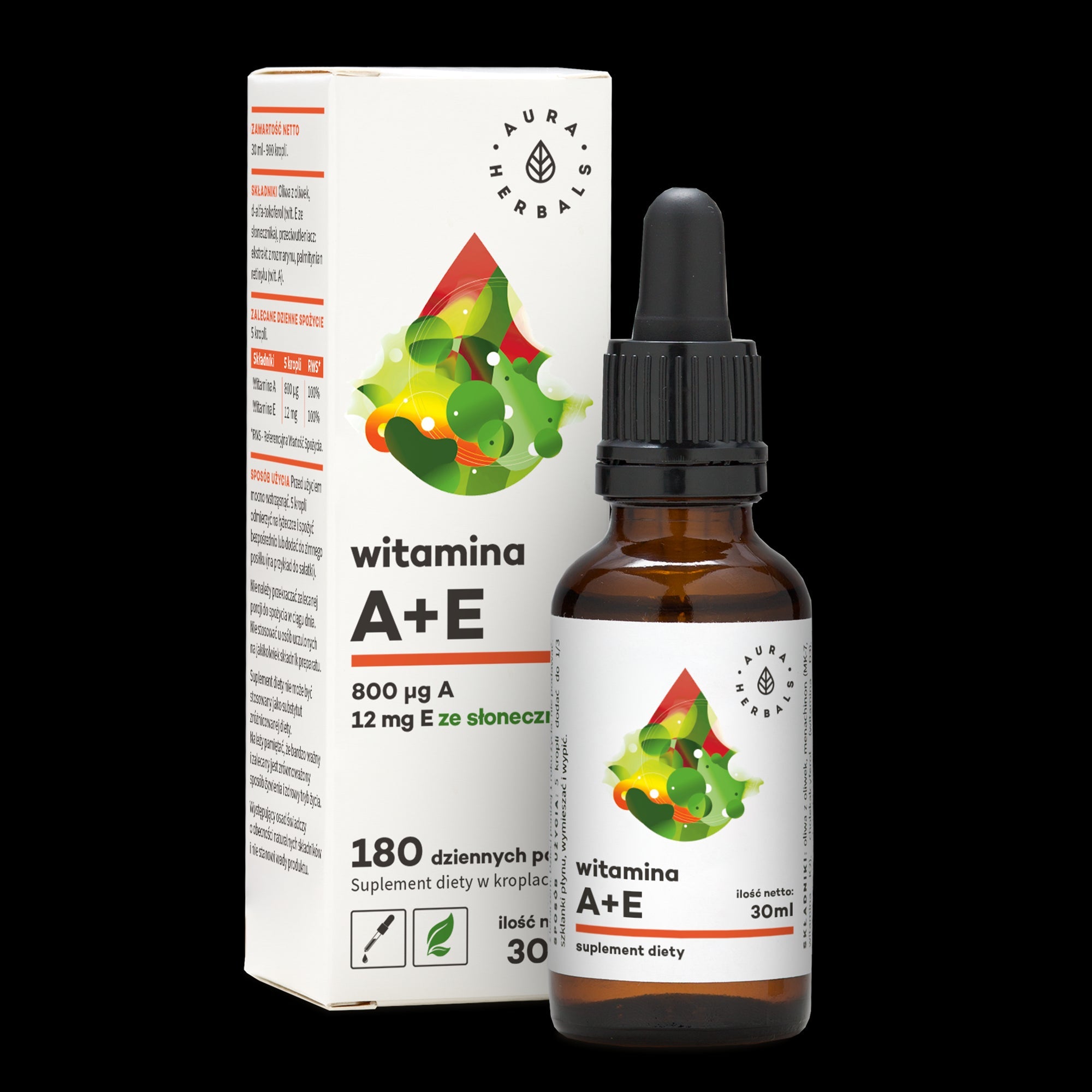Vitamin A und E Nahrungsergänzungsmittel in Tropfen von 30 ml AURA HERBALS