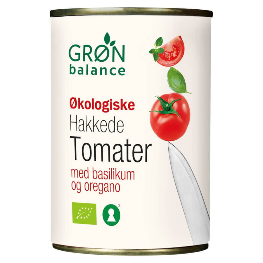 Geschnittene Tomaten ohne Haut mit Oregano und Basilikum BIO 400 g - GRON BALANCE