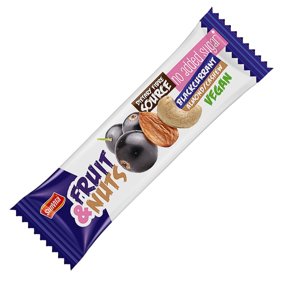 Frucht-Nuss-Riegel "Schwarze Johannisbeere" ohne Zuckerzusatz 30g SUNVITA
