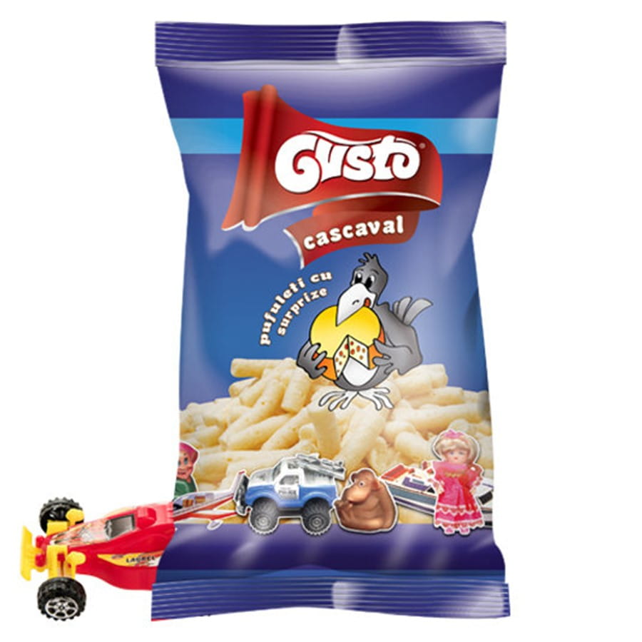 Maischips mit Käsegeschmack und einer Überraschung 30 g GUSTO PUFULETI