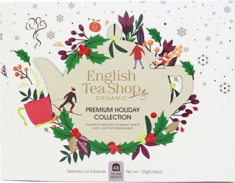 Eine Sammlung weißer Weihnachtstees 6 Geschmacksrichtungen BIO - 48 Beutel ENGLISH TEA SHOP