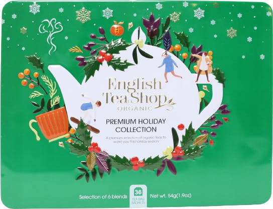 Sammlung von Weihnachtstees in einer Metalldose grün 6 Geschmacksrichtungen BIO - 36 Teebeutel ENGLISH TEA SHOP