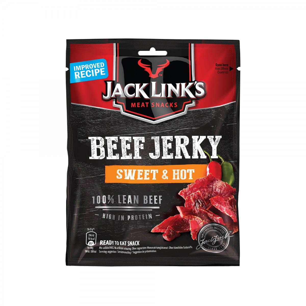 Rindfleischstücke: getrocknet und geräuchert. süß & scharf 70 g