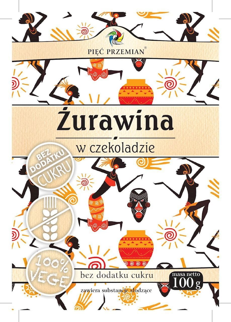 Cranberry in Schokolade ohne Zucker, glutenfrei 100g FÜNF ÄNDERUNGEN - Biolaboratorium
