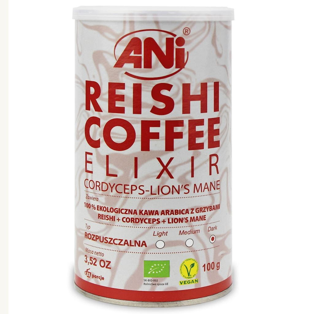Instantkaffee Arabica mit Reishi-Pilzen + Cordyceps + Löwenmähne BIO 100 g - ANI - Biolaboratorium