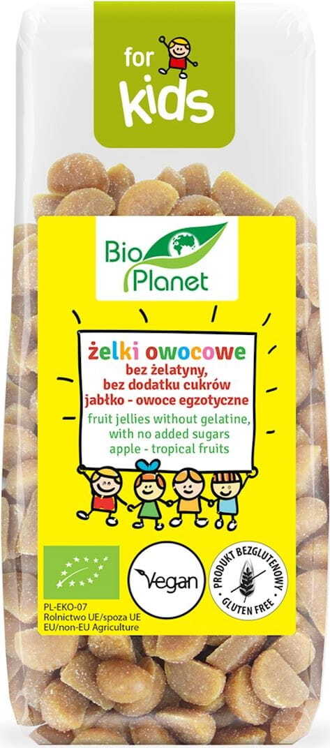 Fruchtgummis ohne Gelatine ohne Zuckerzusatz Apfel - exotische Frucht BIO 100 g - BIO PLANET - Biolaboratorium
