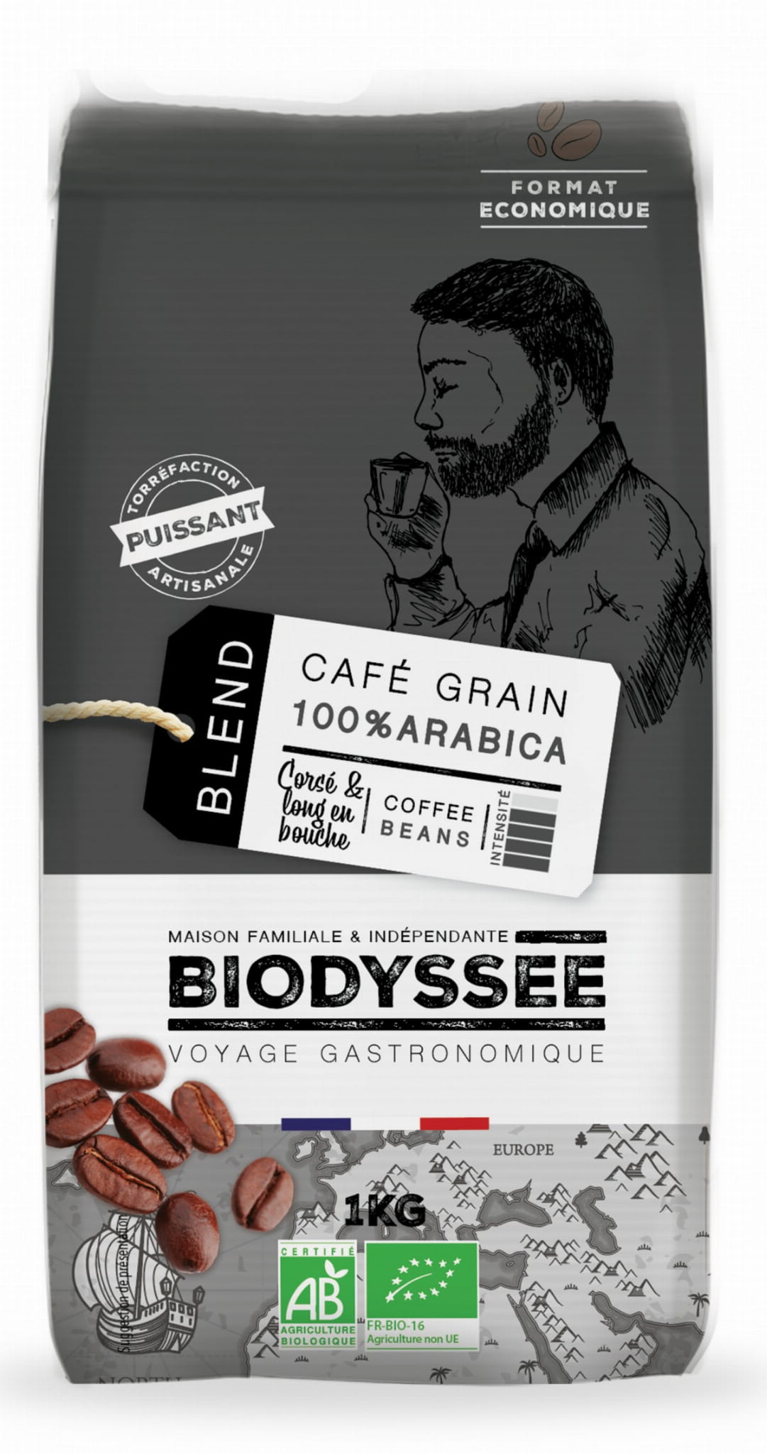 100% starke Arabica-Kaffeebohnen 1kg ECO BIODYSSEE - Biolaboratorium