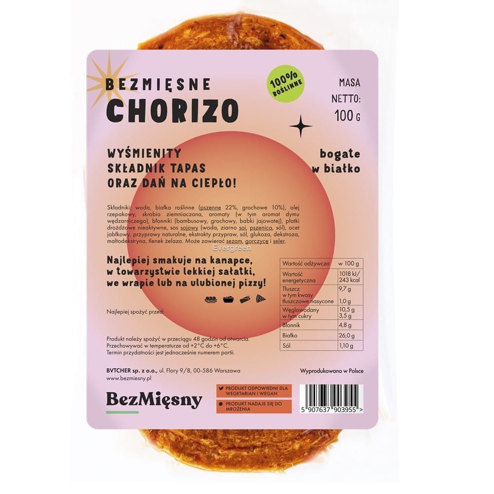 Vegane Chorizo 100 g FLEISCHLOSES FLEISCH - Biolaboratorium